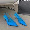 Fashion Thin High Heels Slingback Sandals Pointed Toe Slip On Mules Shoes Ladies Elegant Shallow Pumps Party Dress Sho