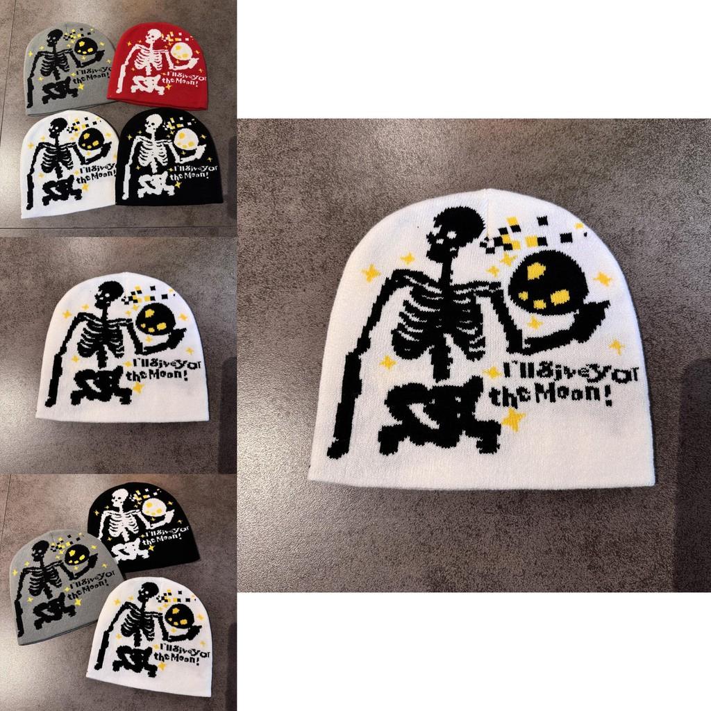 Halloween Skull Knit Hat With No Brim For Fall Winter Cozy Headgear