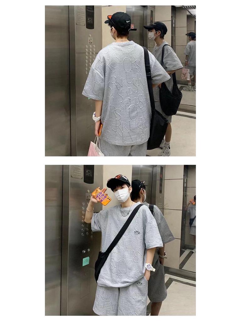 Men's Summer Loose Fit Waffle T-Shirt - Short-Sleeve Casual Teen Style