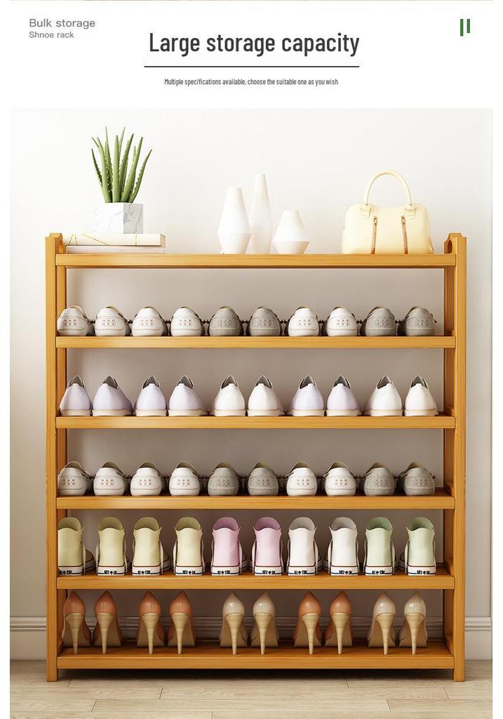 Camphor Bamboo Multi-layer Shoe Rack - Space-saving Floor Storage Cabinet for Dormitory Entrance