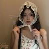 Retro Lace Bandana Headband White Woven Floral Print Hair Scarf Bohemia Triangle Headscarf Hat Sweet Kerchief Hair Accessories