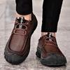 Sapatos masculinos de couro genuíno para caminhada, calçados casuais para atividades ao ar livre