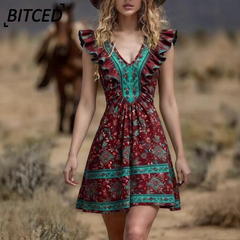 BITCED Fashion Summer Spring V-Neck Sleeveless Casual Dresses