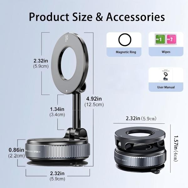 Universeller magnetischer Handyhalter für das Auto, starke Vakuumhalterung, passt für alle Smartphones, faltbares Design, Armaturenbrett, Fitnessstudio, Badezimmerspiegel