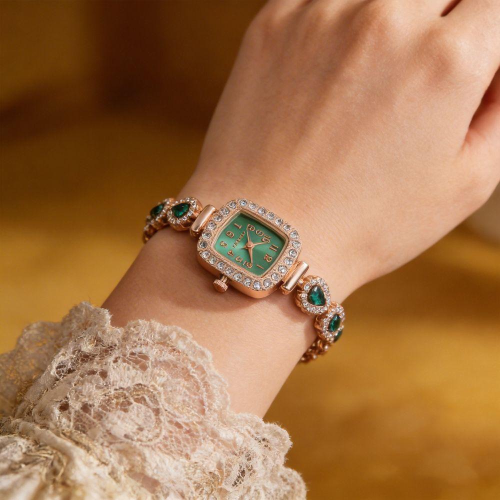 with Adjustable Bracelet Square Shaped Watch Diamond Studded Watch Strap Women Wristwatch  Gift