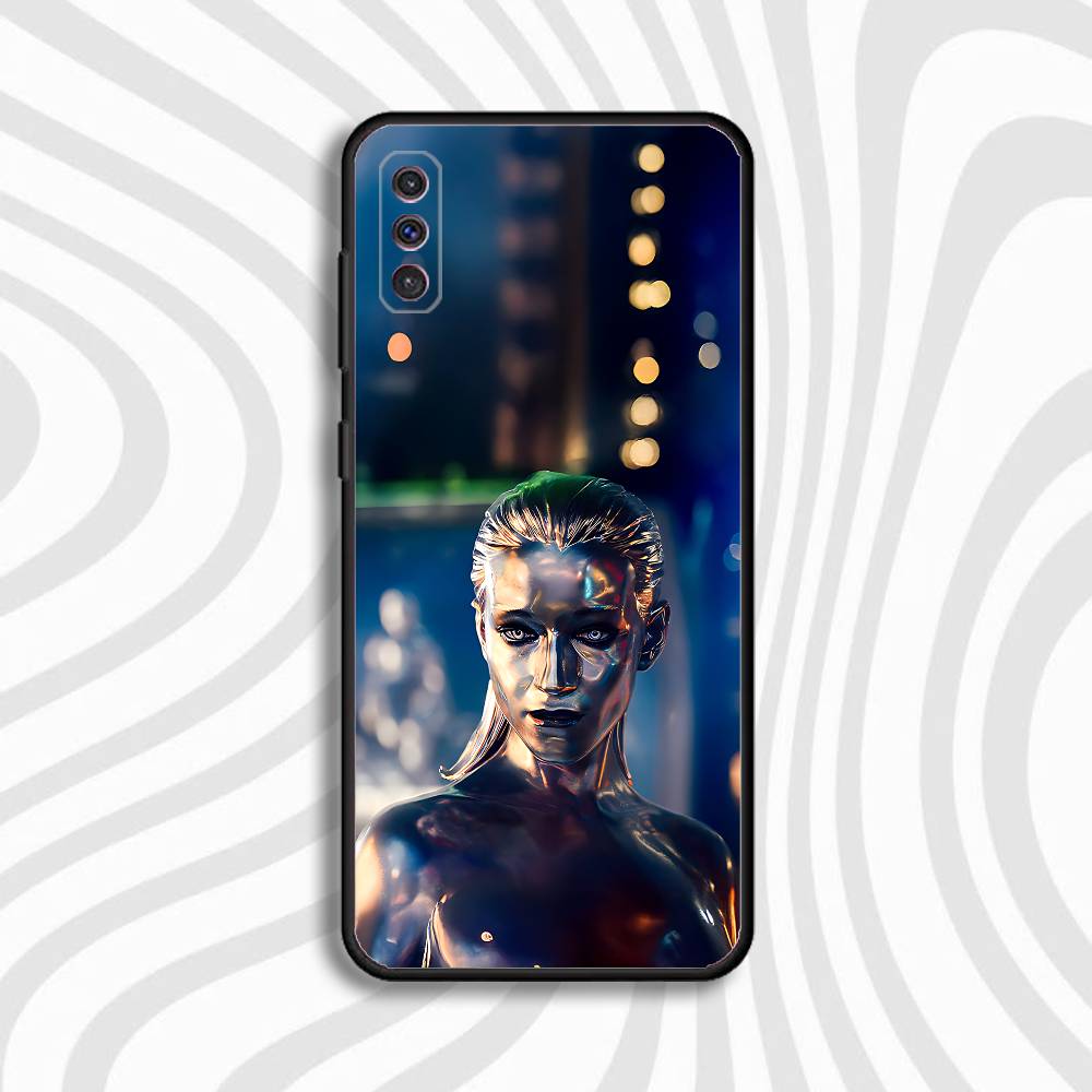 Cool S-Silver S-Surfer Phone Case For Samsung S10,S21,FE,S21,Note 20,S26,S25,S24,S23,Ultra,S9,S22,Plus Soft Silicone Black Cover