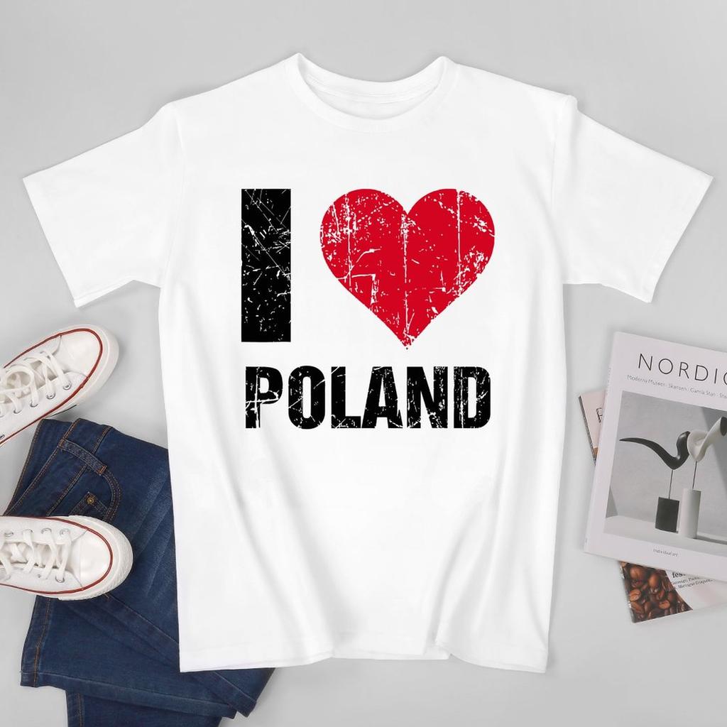 Unisex Unisex Ich liebe Polen Polska Ich liebe Polen Polnisches T-Shirt T-Shirts WoUnisex Jungen 100% Baumwolle T-Shirt