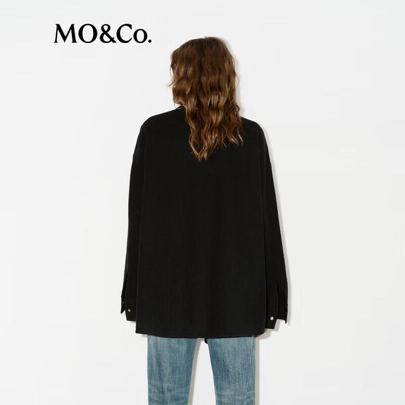 MO&Co. Merino Wool Shirt Collar Drop Shoulder Double-Faced Coat