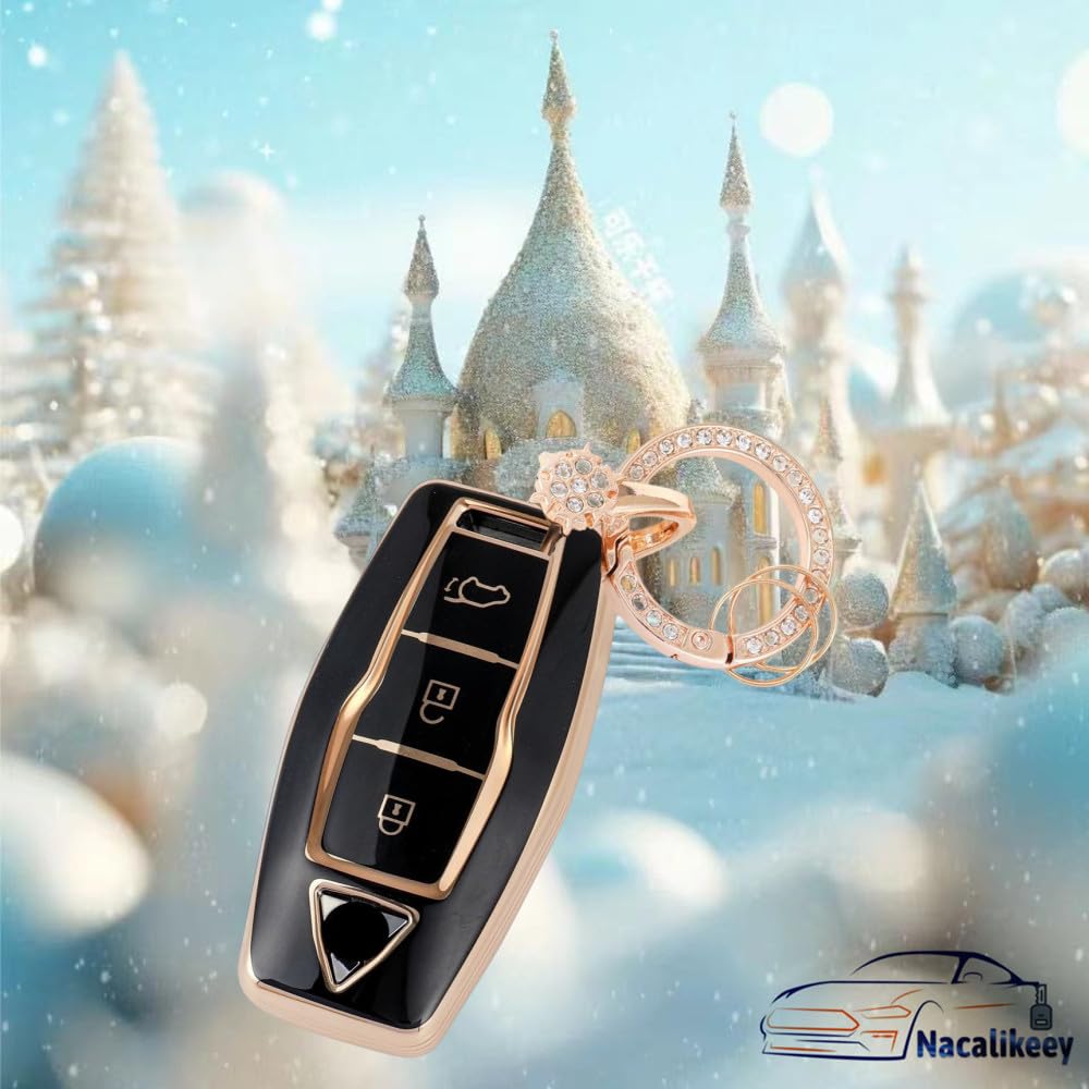 Nacalikeey Cute Key Case, Snow Key Holder, Key Case, Sparkle, Key Cover, Gorgeous Style, Black