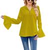 HNXC Damesmode Casual Effen Kleur Print Lange Mouw V-hals Blouses & Shirts