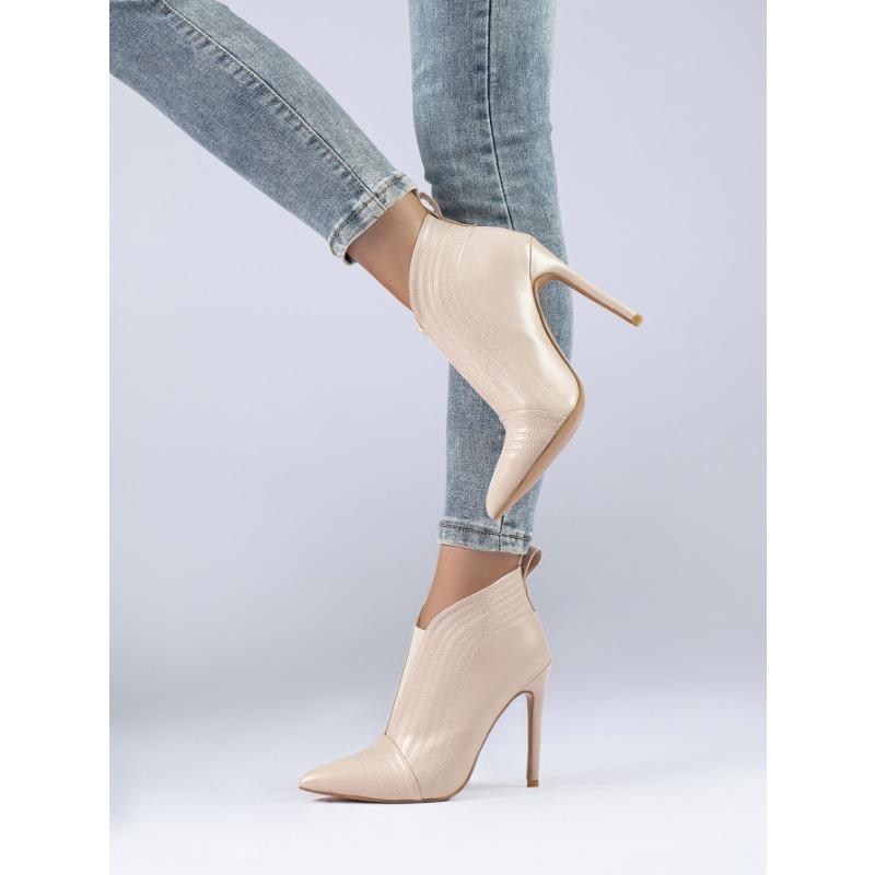 Fashion Stiletto High Heel Naked Boots Pointed Toe Single Shoes Spring and Autumn Short Tubes Boots for Women