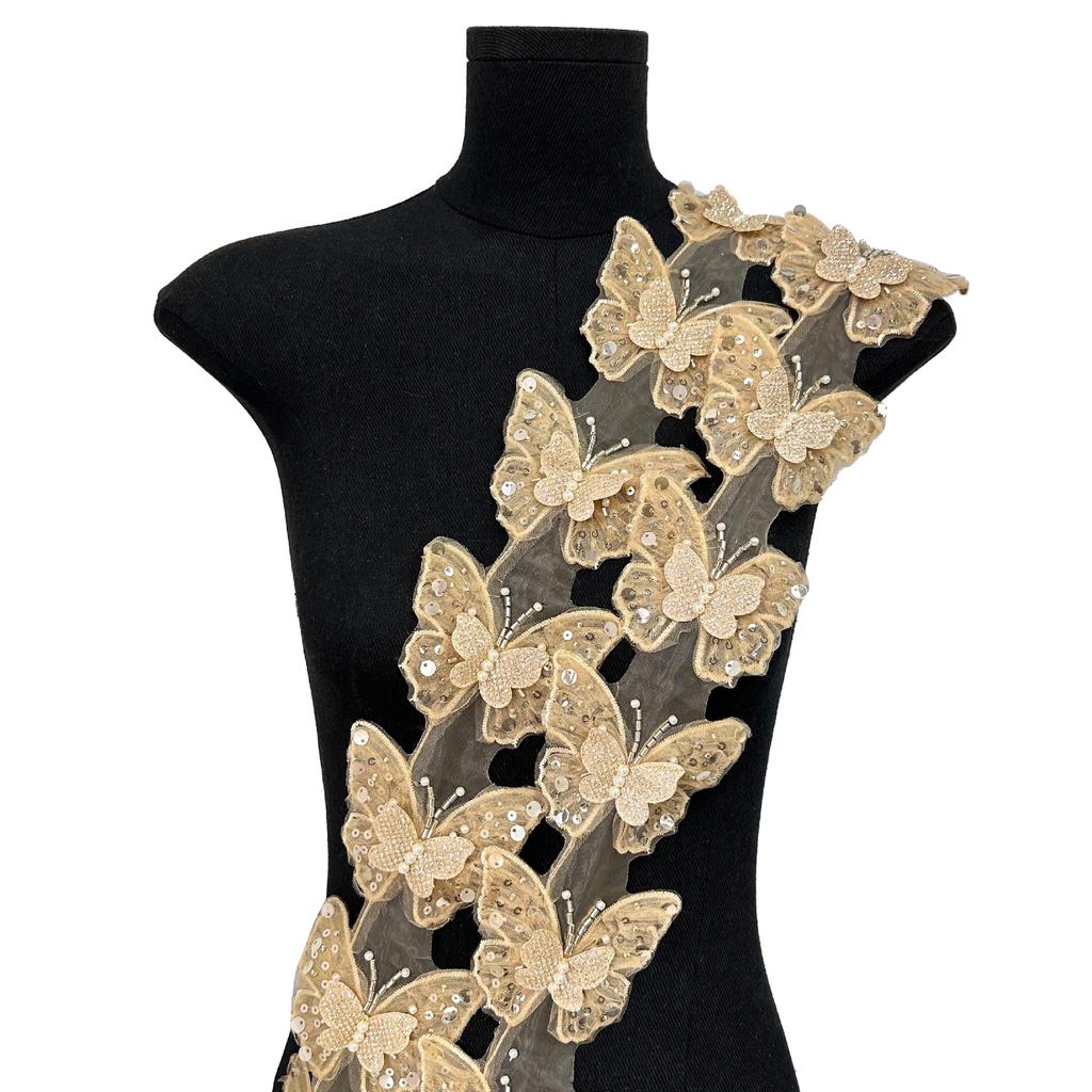 White Mesh Sewn Pearl Flower Butterfly Gauze Side Box Clothing Auxiliary Bag Hat Decorative Shoes Decal