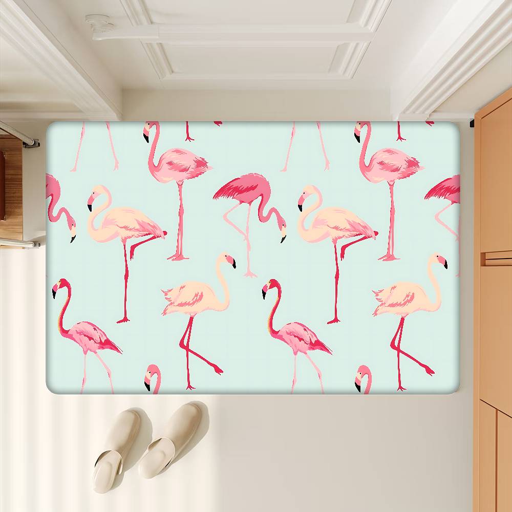 Flamingo Cartoon Hallway Carpet INS Style Soft Bedroom Floor House Laundry Room Mat Anti-skid Bedside Area Rugs