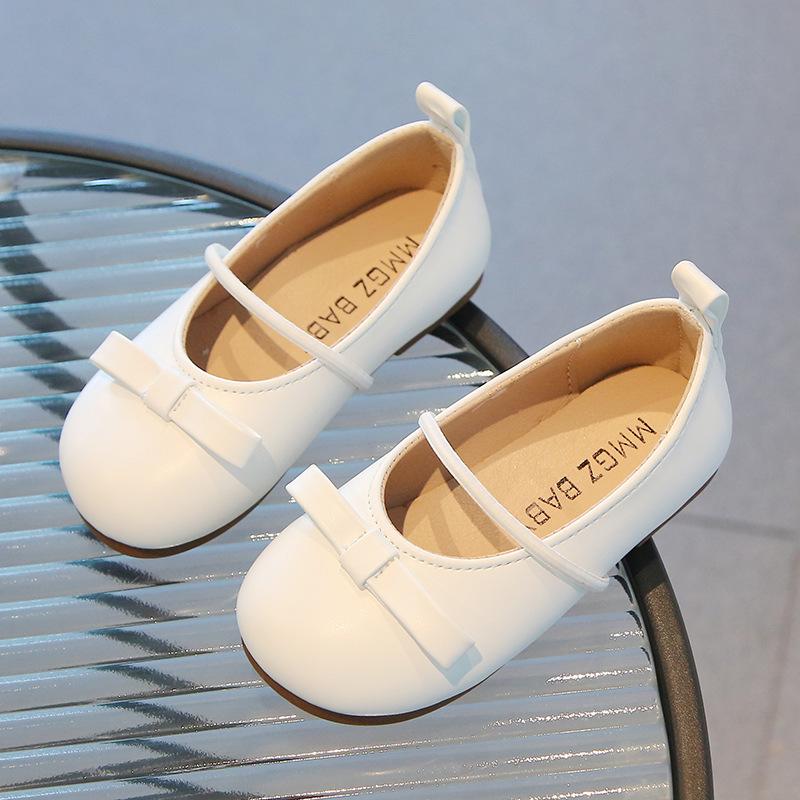Girls Leather Shoes Princess Sweet Fashion Children's Flats Soft Ruffle Pleated Kids Dress Shoes Slip-on Spring Summer Prewalker