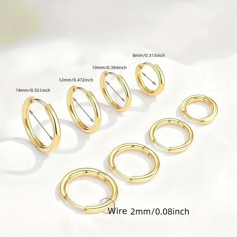4 pairs Light Luxury Small Hoop Earrings Minimalist Earrings Set Stainless Steel Earrings  Wedding