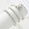 3 Pcs/Set Fashion Heart Pendant Bracelets Set for Women Vintage Simple Silver Color Ball Beaded Bracelets Bangles Jewelry Gifts