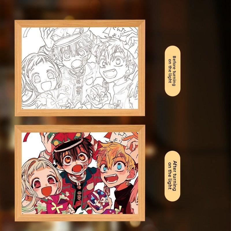 23cm/9.06in Tum Rensabiyuu 3D Light Painting Night Lamp Anime Peripherals Figures Bedroom Table Display Ornaments Birthday Gift