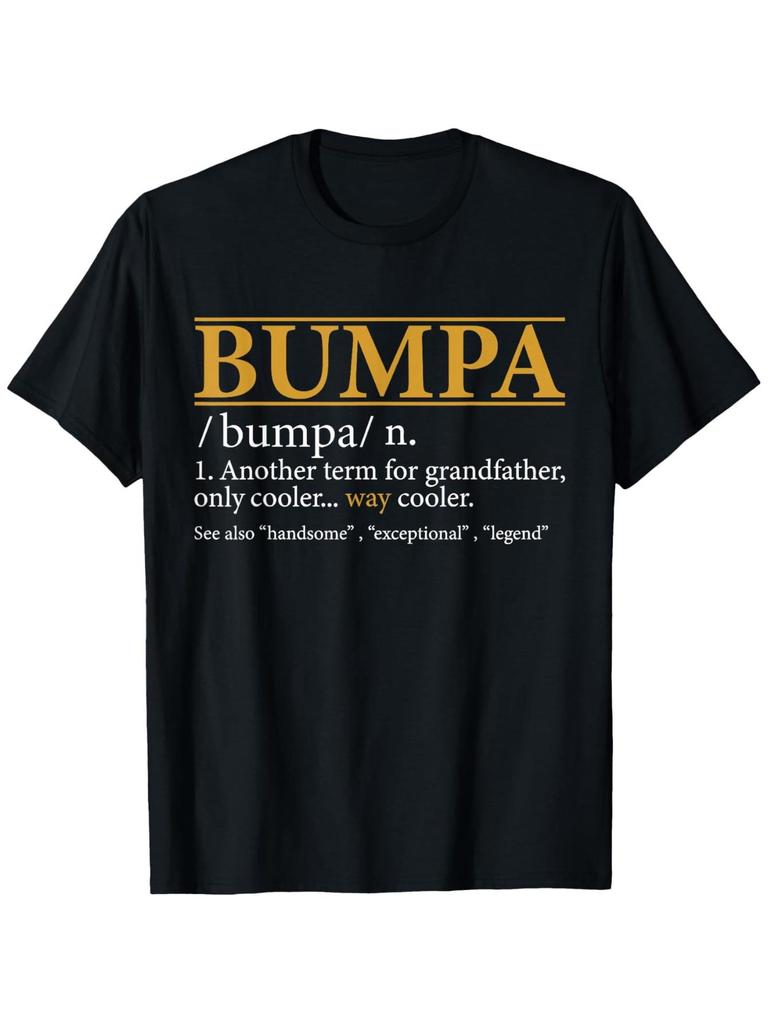 Grandpa Gift Fun Bumpa Definition Tshirt Humorous Grandpa Costume Yellow Letters Unisex Round Neck Short Sleeved Tshirt