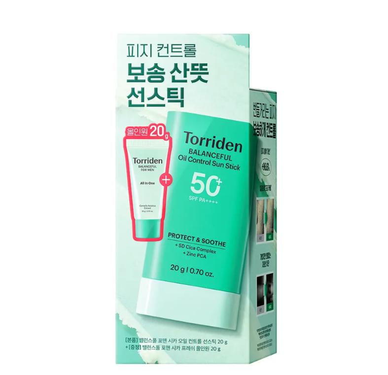 Torriden Balanceful Cica Oil Control Sun Stick + All-In-One 20g – Sebum Control Soothing Sun Stick 1 ea