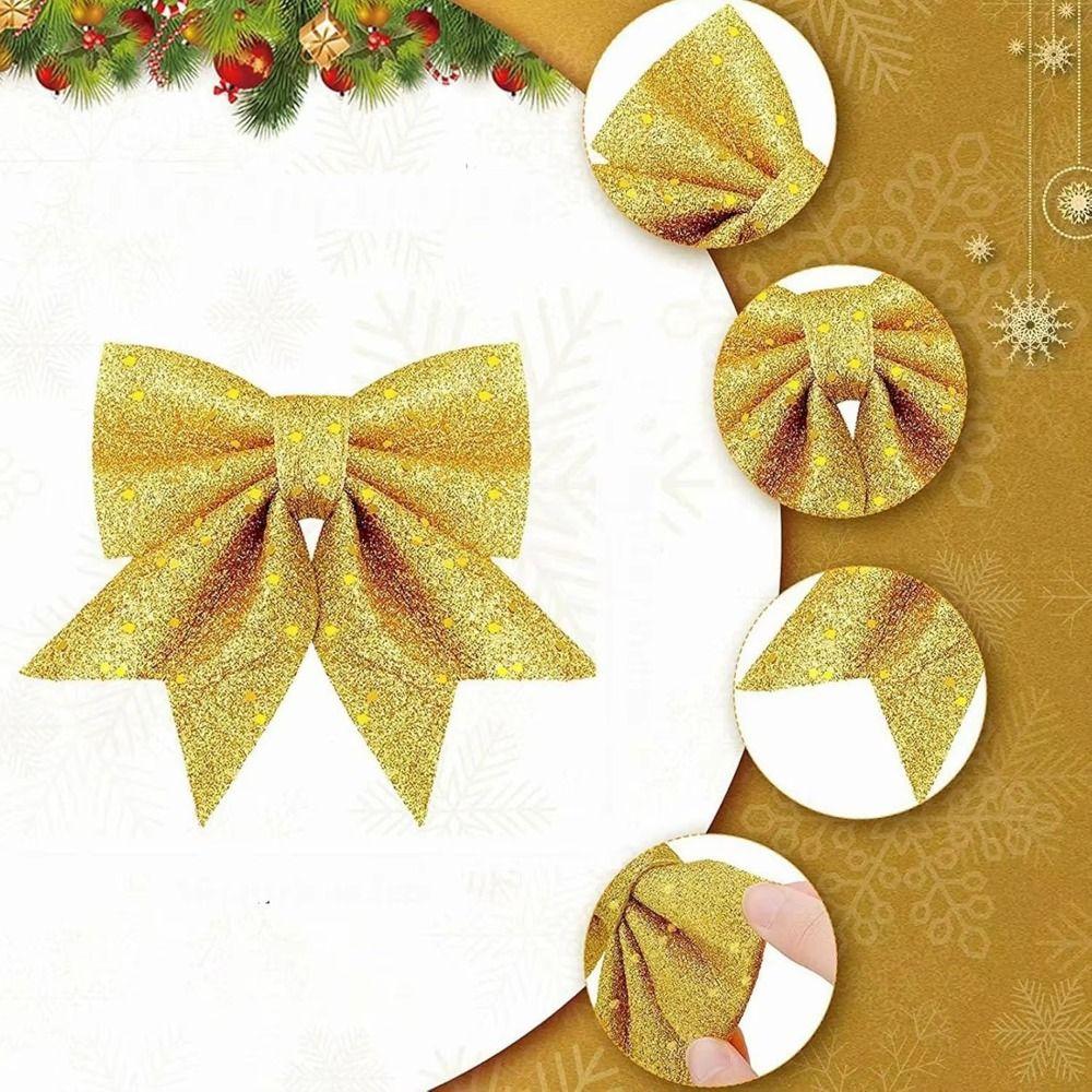 2Pcs 3D Bow Christmas Decorations Creative Christmas Bow Decorations Xmas Party Supplies
