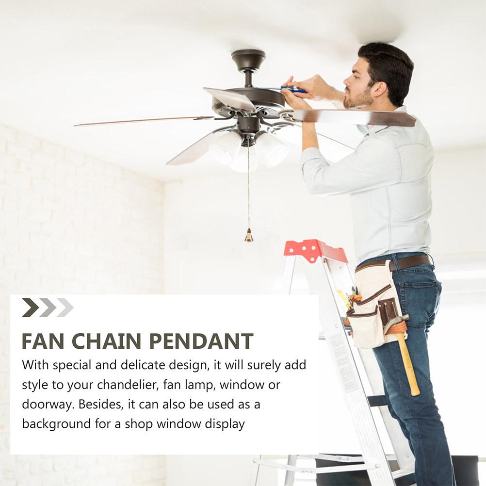2Pcs Premium Glass Copper Ceiling Fan Pull Chain Smooth Burr-Free Surface Shiny Crystal Decorative Light Pull Chain for Ceiling
