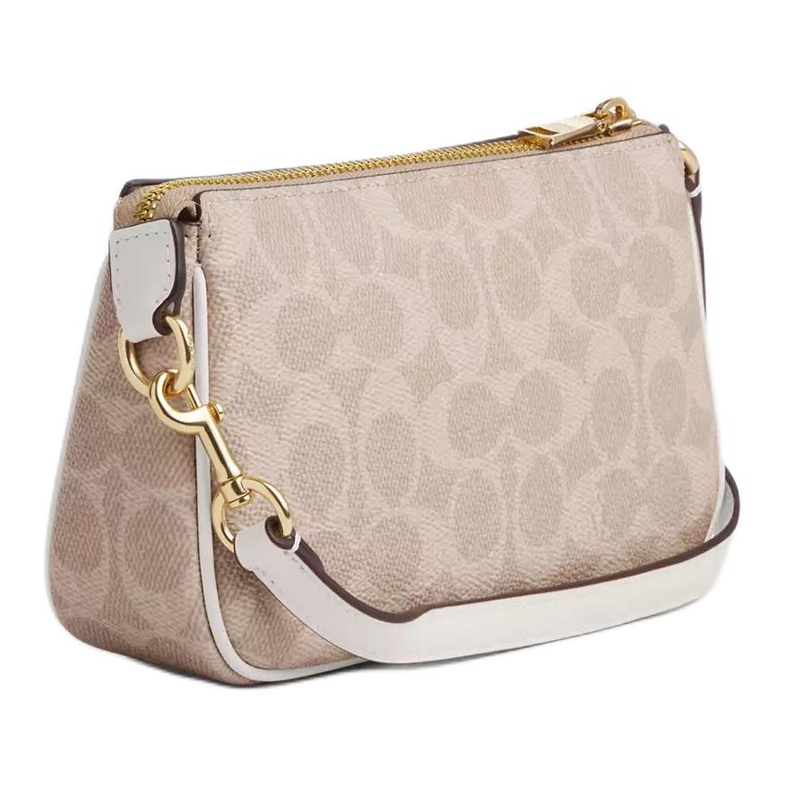 Coach Nolita 19 Klassische Monogramm-Print Reißverschluss Beschichtetes Canvas Schulter-Tote-Bag Kleine Damenhandtaschen Sand Kreideweiß CW426-IMXDM