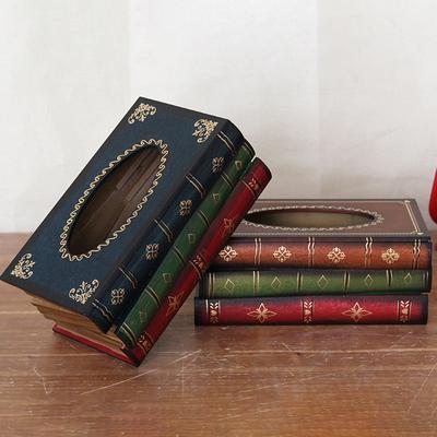 Creative American Retro Wooden Tissue Box European Simulation Art Book Napkin Box Home Decor Room Kitchen Napkin Storage Case