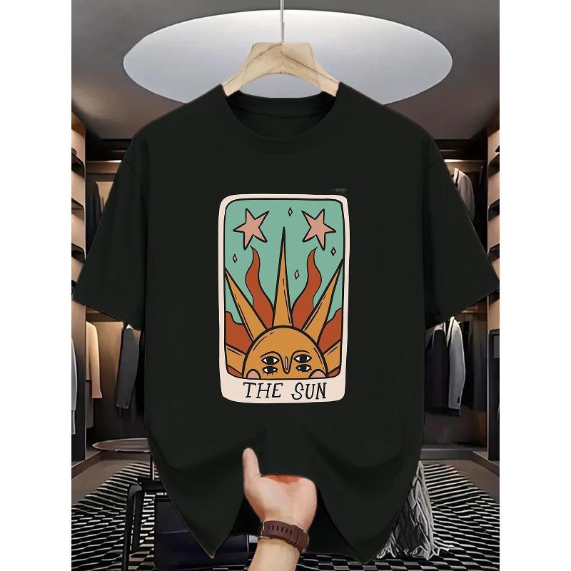 Men's Round-neck Short-sleeved T-shirt with Cartoon Pattern Print, a Fashionable, Casual, and Versatile Style