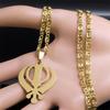 Sikhismus Sikh Halskette Damen Herren Khanda Anhänger Edelstahl Indien Pakistan Malaysia Punjab Religiöse Halsketten Schmuck N8090