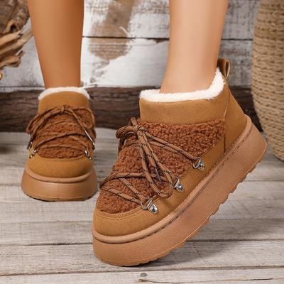 Fashion Women Snow Boots Mid-length Over-the-knee Warm Women Shoes Cross-tie Thickened Shoes Autumn Winter New Thick-soled Ankle Boots