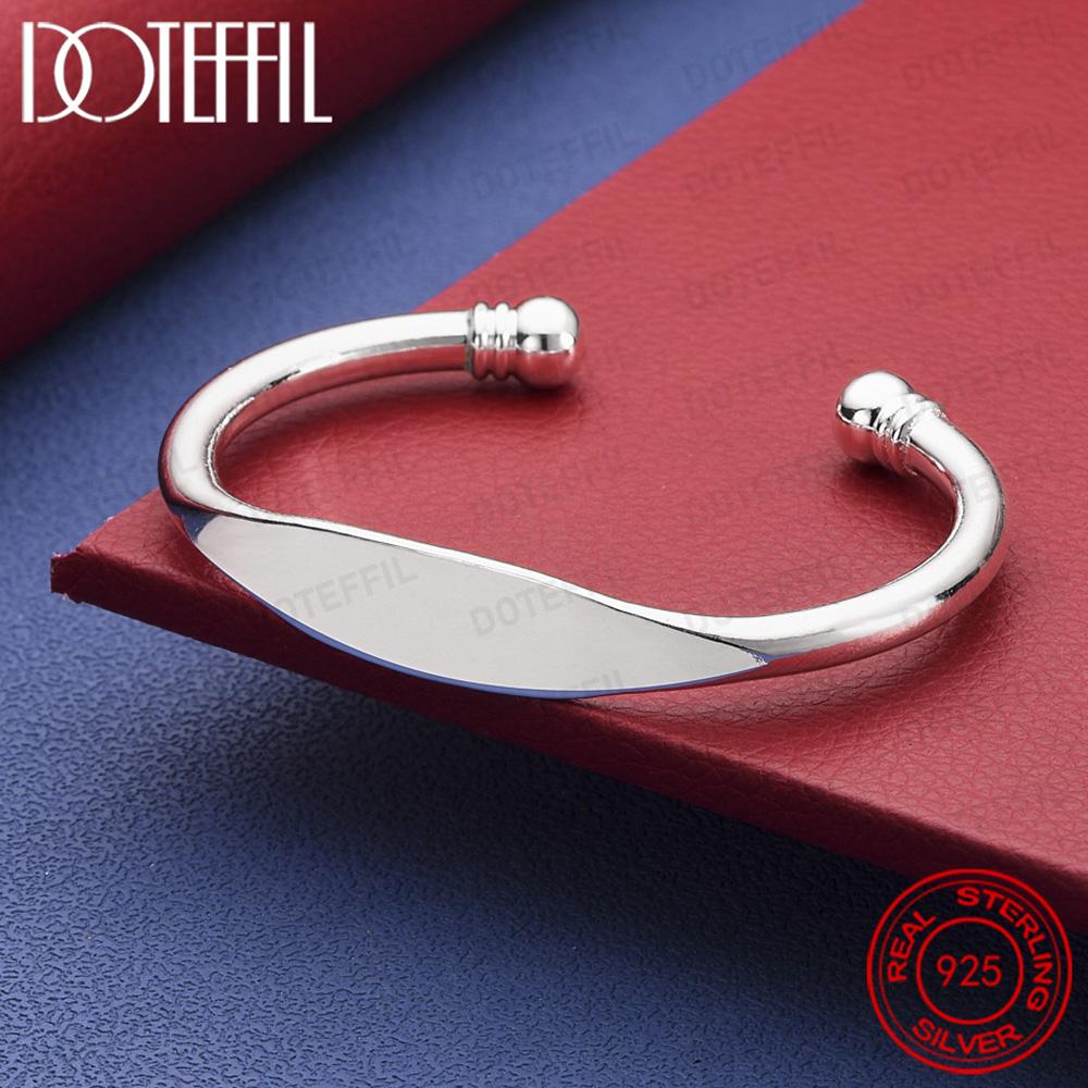 

925 Sterling Silver Double Bead Cuff Bangle Bracelet for Women Man Fine Fashion Jewelry