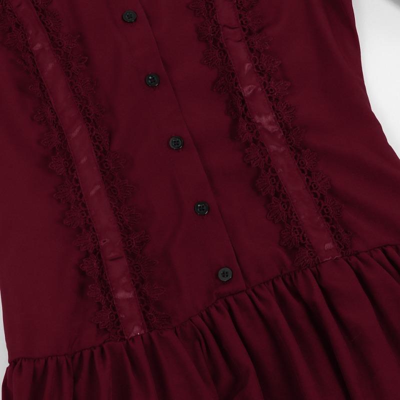 Women S Gothic Victorian Stand Collar Long Dress 3 Colors Halloween Costume
