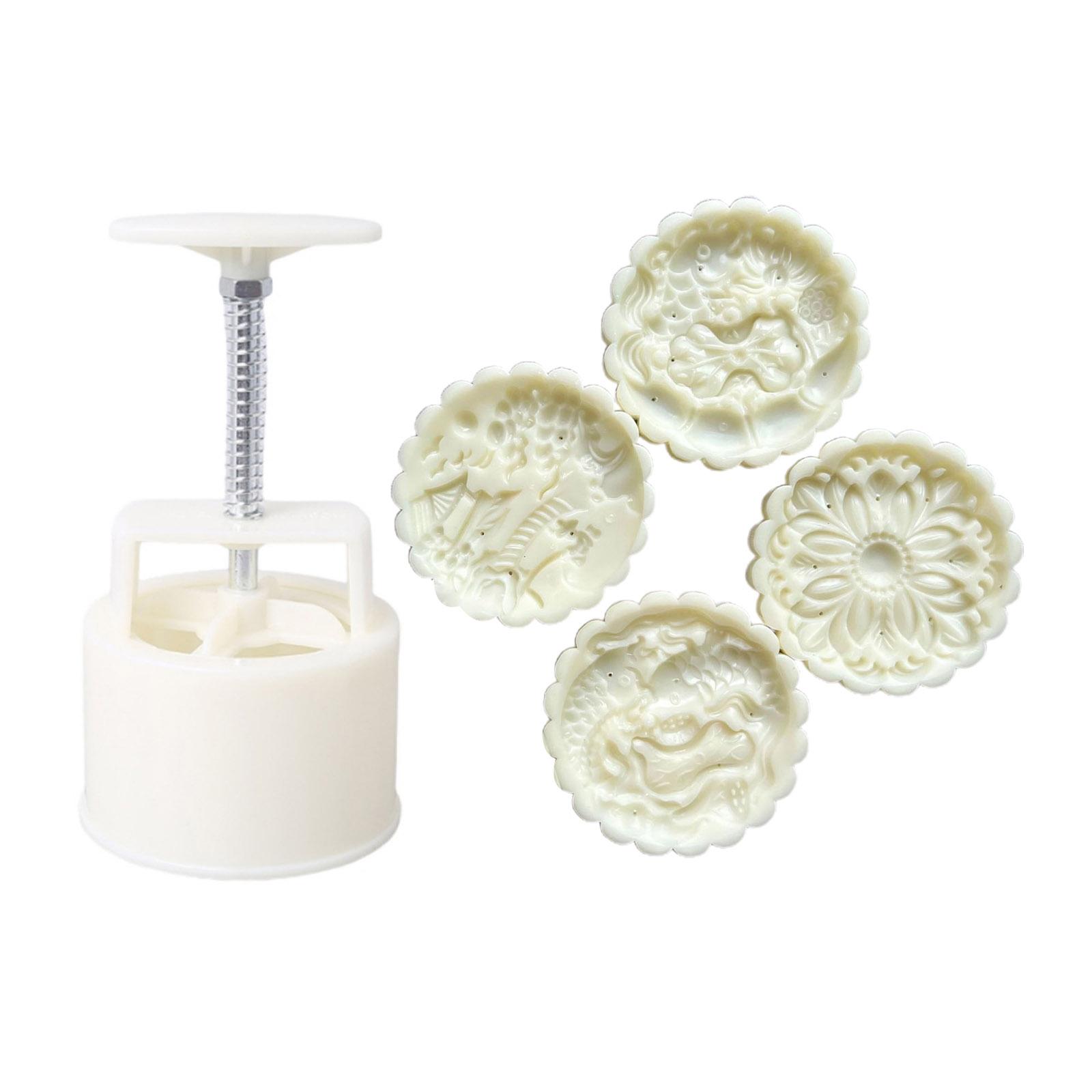 Plastic Mooncake Stamp Mooncake Mold Festival DIY Hand Press Mooncake Cutters Fish Flower Shape Pastry Decorating Gadget