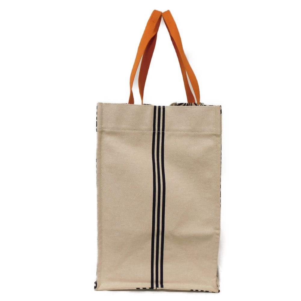 Used 9212 Nu Maran Beach Bag 7924 Graphic Tartan Orange Camel Knotboard Screen Print Cotton Unisex from Japan AUTHENTIC