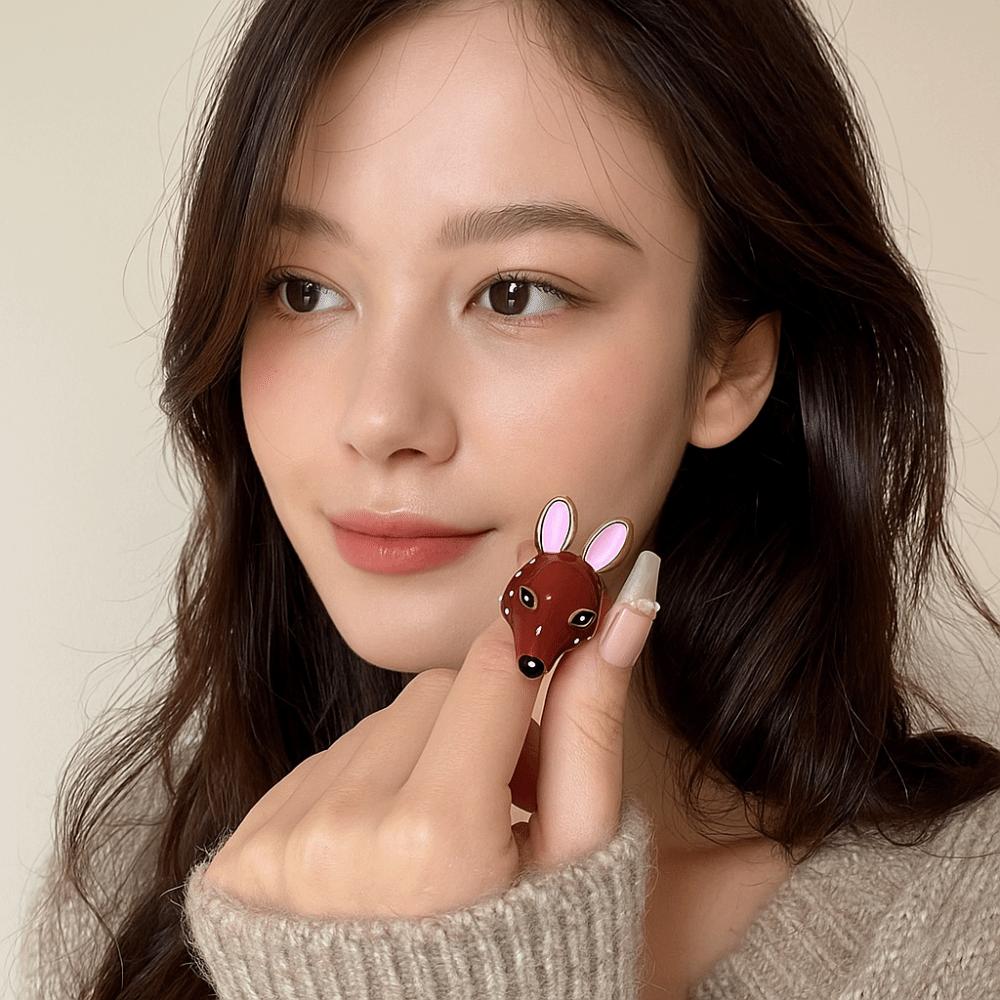 Opening Deer Drip Oil Ring Geometric Chunky Animal Ring Lovely Enamel Ring  Couple