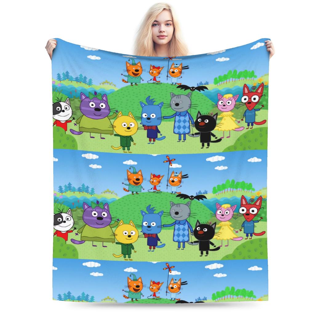 K-Kid E-cats Coperta Peluche Coperta Plaid in Flanella per Bambini per Esterno Calda Morbida Qualità Personalizzata Copriletto Regalo di Compleanno