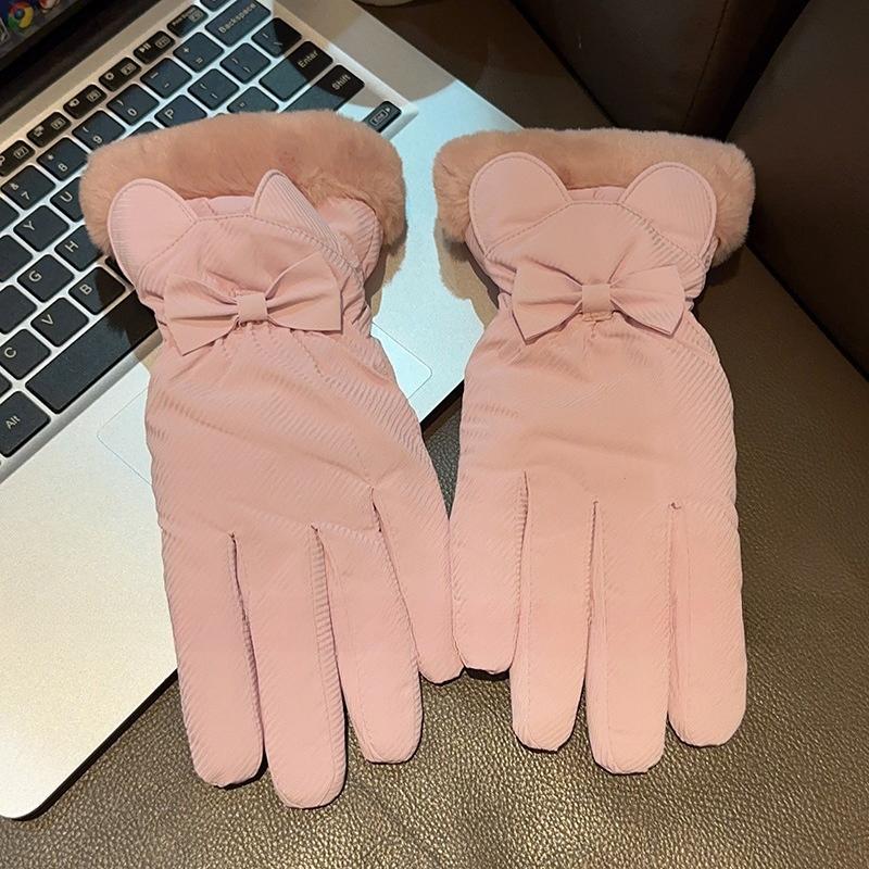 Damen Winter Radhandschuhe Niedlich Wasserdicht Touchscreen Plus Samt Verdickt Winddicht Winterwärme und Kälteschutz Elektrofahrzeug