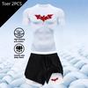 2D printed T-shirt men's summer two-piece sportswear running T-shirt elastic quick-drying sports top sports fitness shirt men's