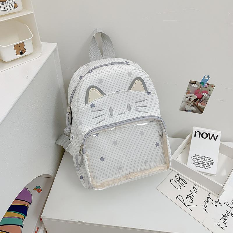 Schoolbag Versatile Literary and Artistic Transparent Pain Bag Female Contrasting Color Backpack Student Schoolbag Cute Transparent Window Lightweight