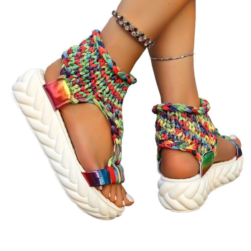 

Мода Большой Размер 2025 Лето Новые Сандалии Женские с Открытым Носком на Щиколотке Римские Круглый Носок Платформа Слипоны Сандалии для Повседневной Носки и на Выход Горячая Распродажа 43