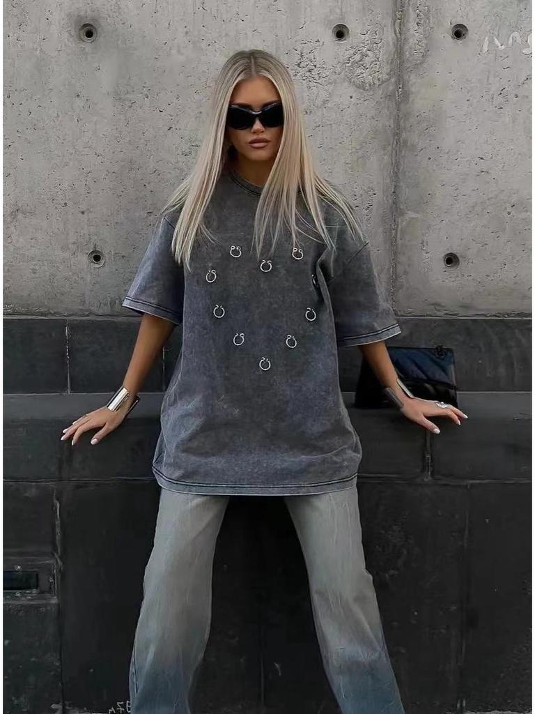 100% Pure Cotton Retro Distressed Minimalist Print Short Sleeve T-Shirt