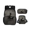 Helicopter Round Front Bag Backpack Pencil Case Shoulder Bag 3Pcs Set Mechanical Printing Best Gift for Boys and Girls In School