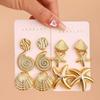 3 Pairs Bohemian Ocean Style Earrings Starfish Ear Studs Vintage Dangle Earring  Women Accessories
