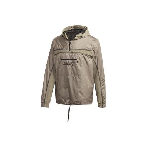 adidas Originals Solid Color Logo Embroidered Half-Zip Jacket Men s Gray S серый