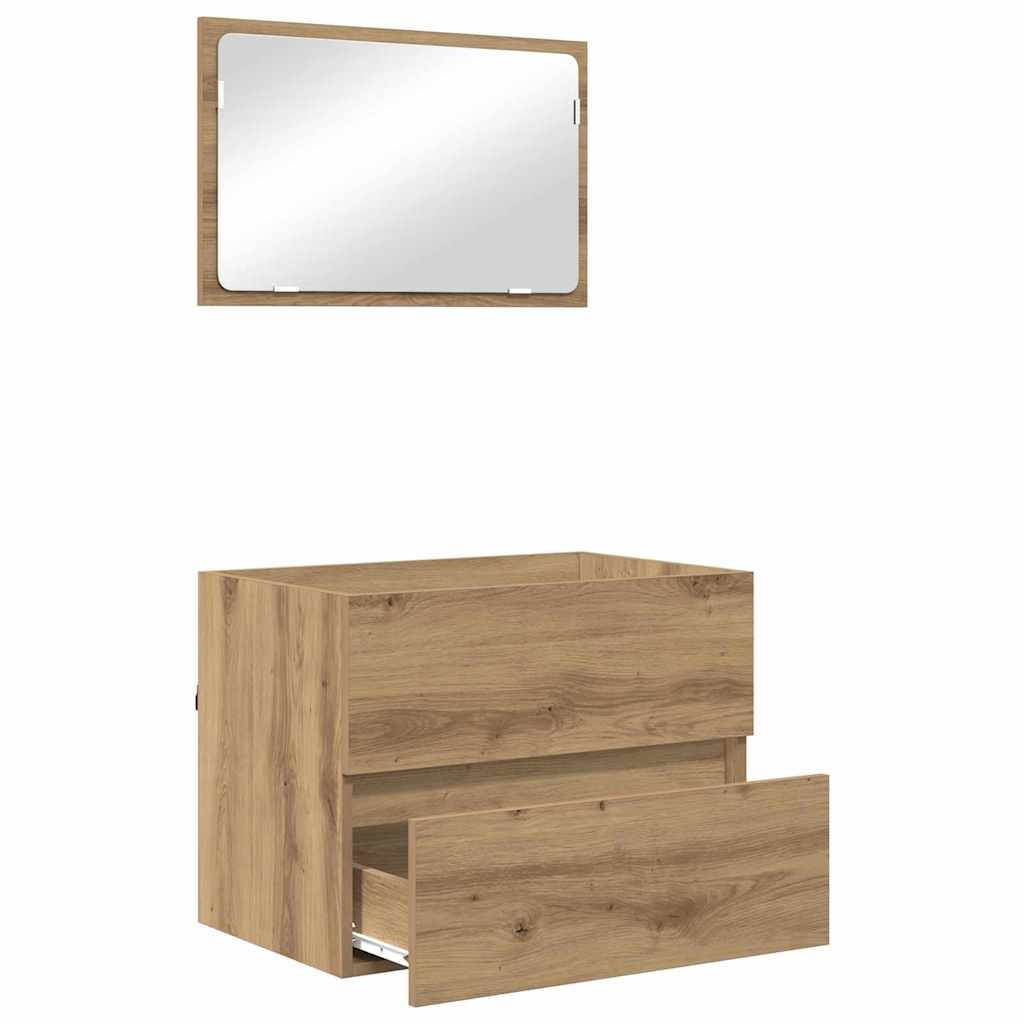 Bathroom Furniture Set 2 Pcs Artisan Oak Plywood and Metal