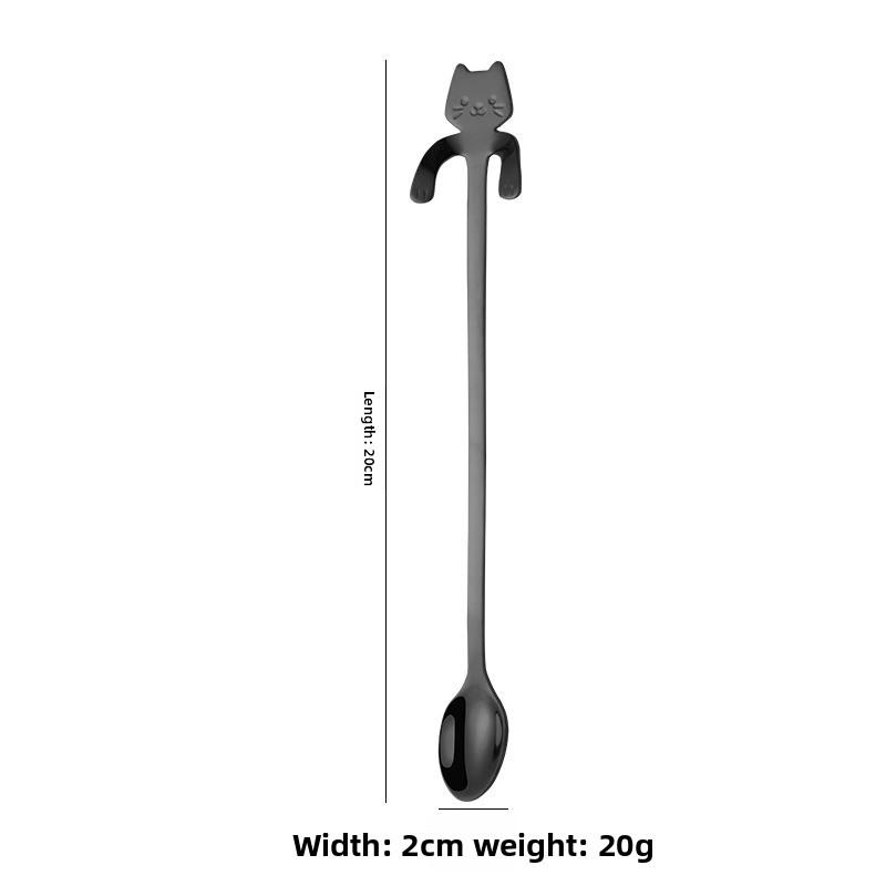 Cute Cat Shape Stainless Steel Teaspoon Set In Silver and Gold - Perfect for Coffee, Tea, and Desserts