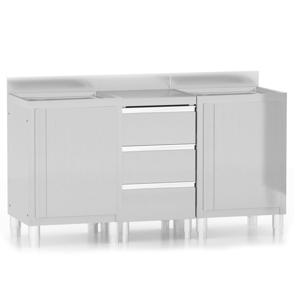 Vidaxl Gastronomic Cabinets, 3 Pcs., Stainless Steel