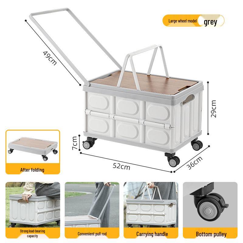 Składany pojemnik do przechowywania do bagażnika samochodowego z drewnianą pokrywką na kemping i piknik
