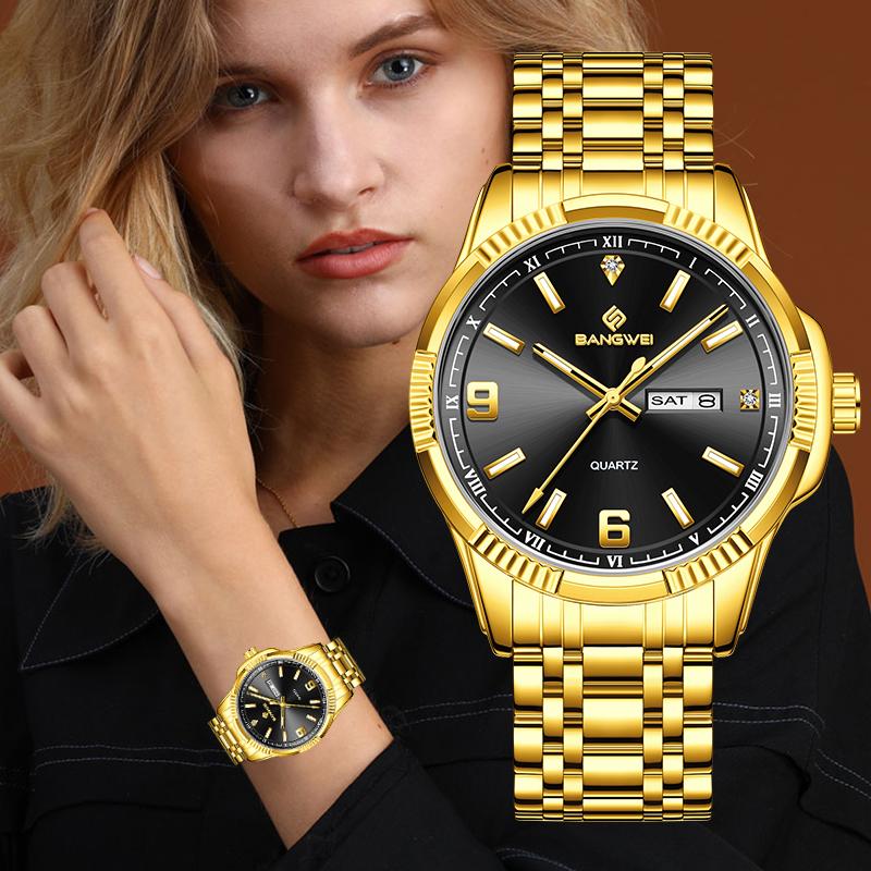 BANGWEI Ladies Watch Business Women's Watch Calendar Luminous Clock Quartz Stainless Steel Strap Fashion Watch for Women reloj