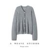 Pure Cashmere V-Neck Cardigan: Women's Autumn/Winter Elegant Long Sleeve Buttoned Knit Sweater